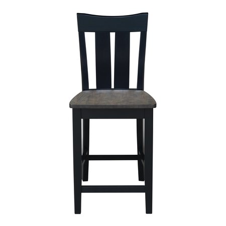 International Concepts Ava Solid Wood Counter Height Bar Stool - 24" Seat Height - Coal S75-132